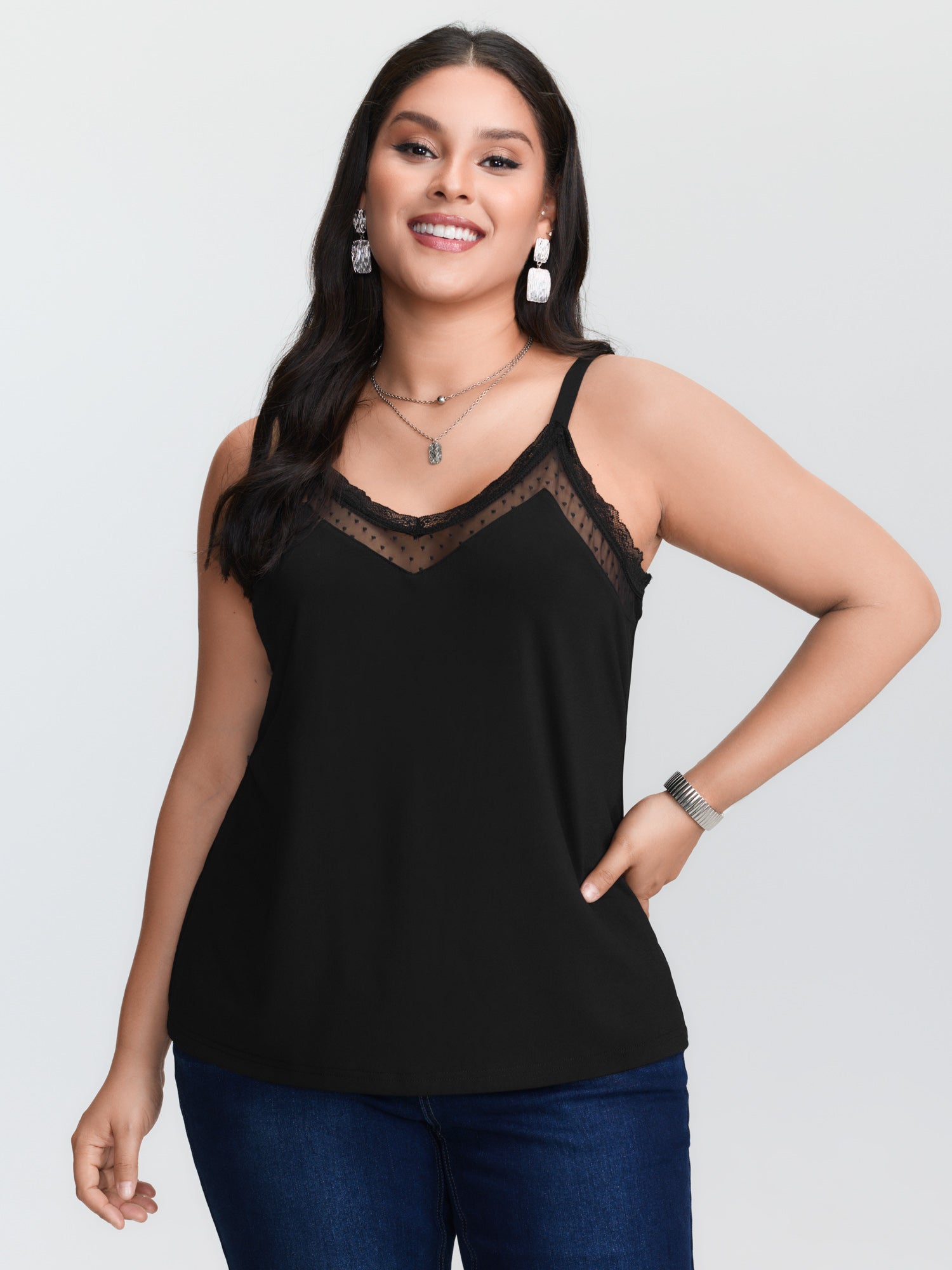 Cami Top Lace - Canotta nera in maglia, disponibile anche